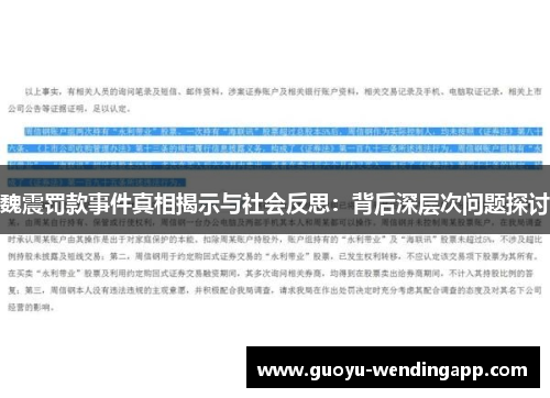 魏震罚款事件真相揭示与社会反思:背后深层次问题探讨 魏震罚款事件真相揭示与社会反思:背后深层次问题探讨